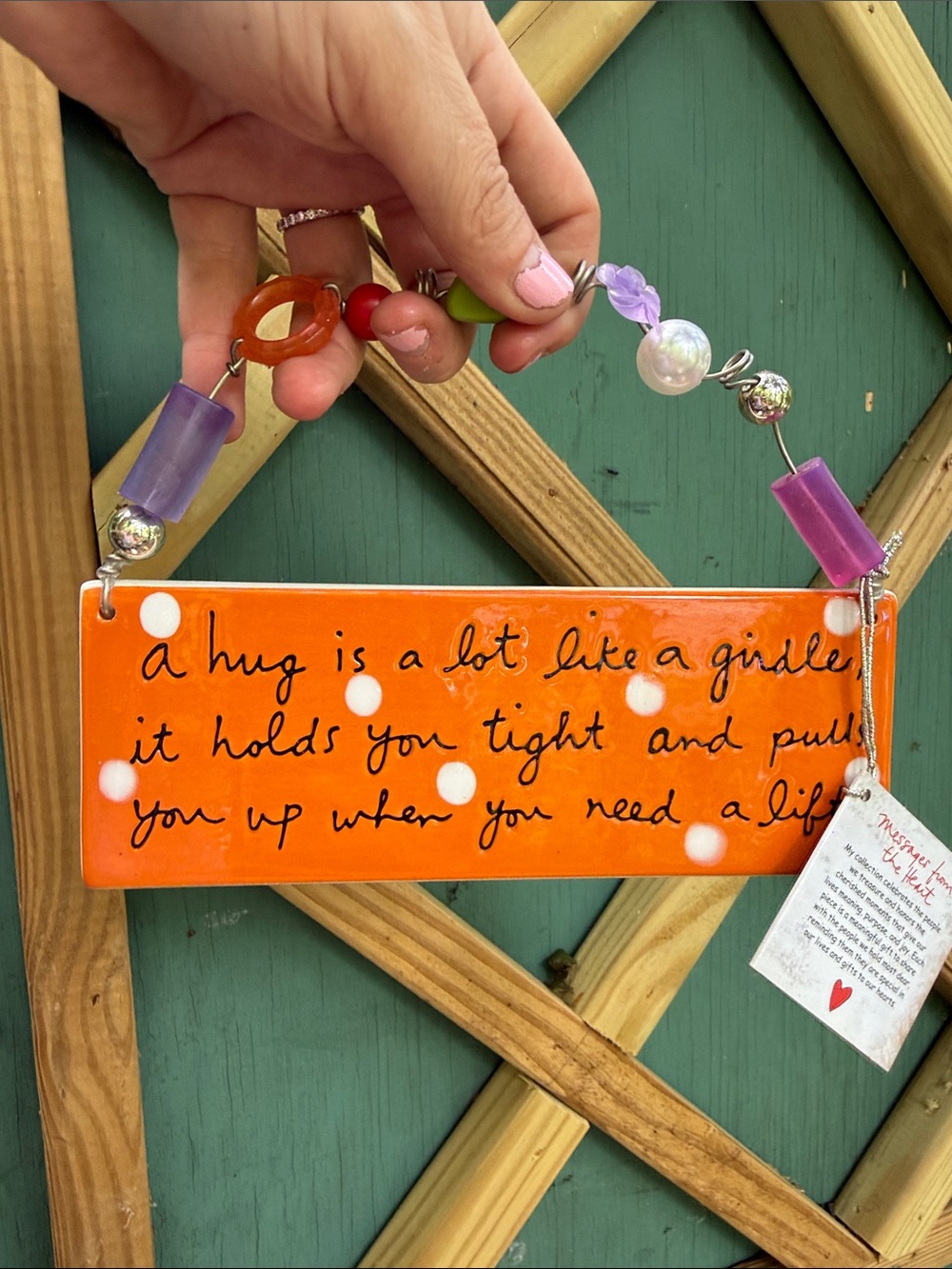 Department 56 Orange Polka Dot Inspirational Wall Plaque with Beaded Hanger